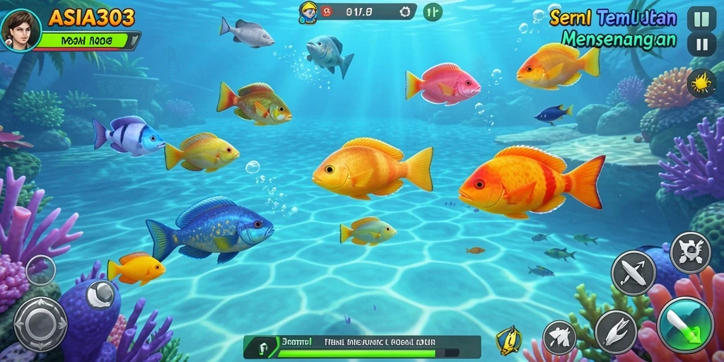 Tampilan gameplay seru dari ASIA303 dalam menembak ikan.