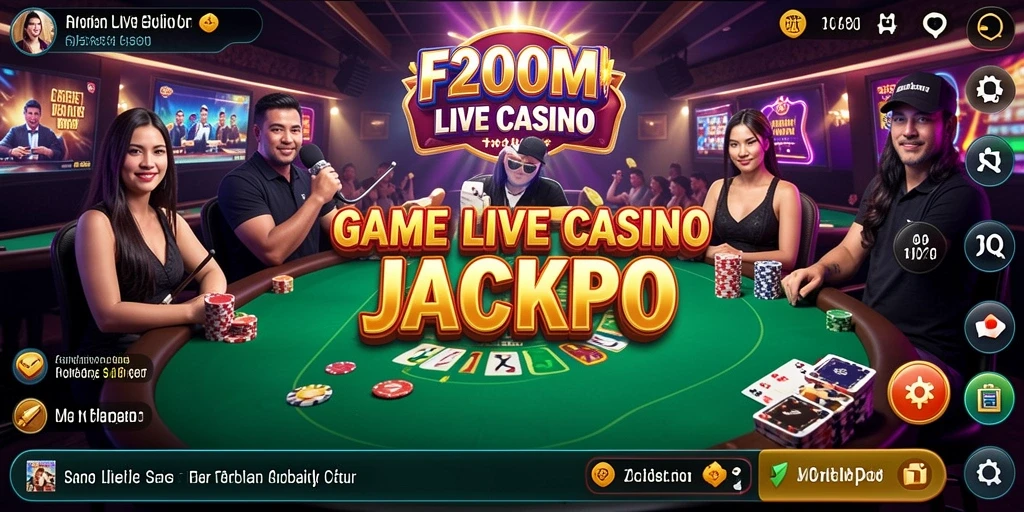 Screenshot F200M menampilkan gameplay Live Casino yang seru dan interaktif.