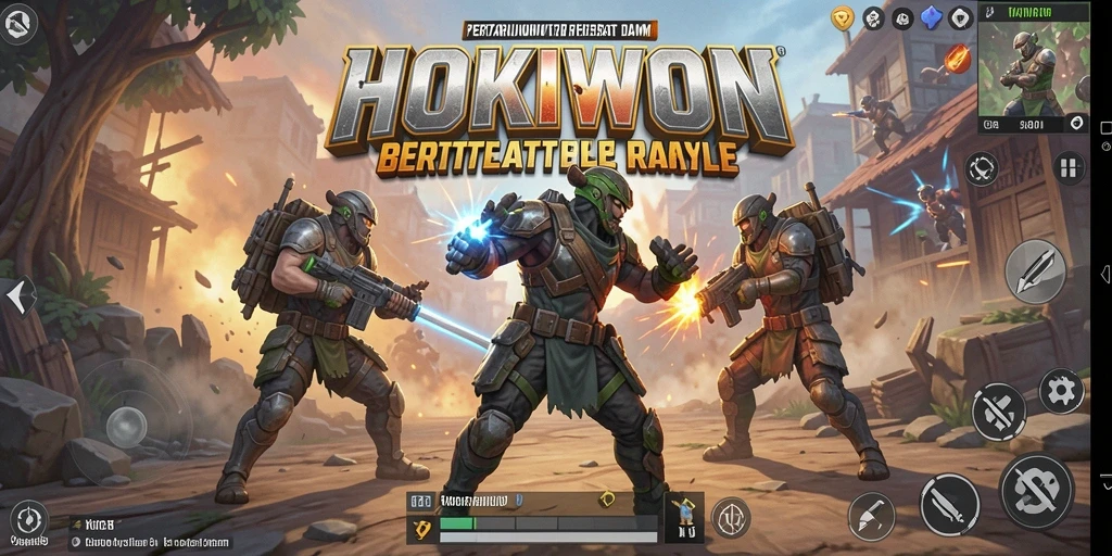 Tampilan gameplay HOKIWON dalam pertarungan Battle Royale yang mendebarkan.