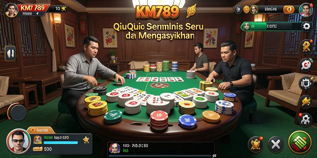 Screenshot gameplay KM789 menampilkan aksi seru dalam permainan QiuQiu.