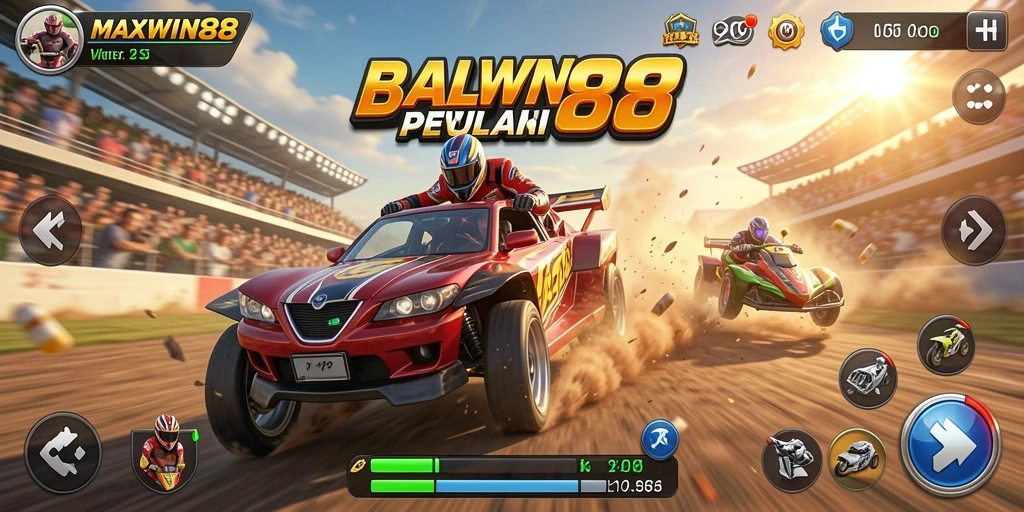 Tampilkan aksi balap seru dalam screenshot gameplay MAXWIN88.