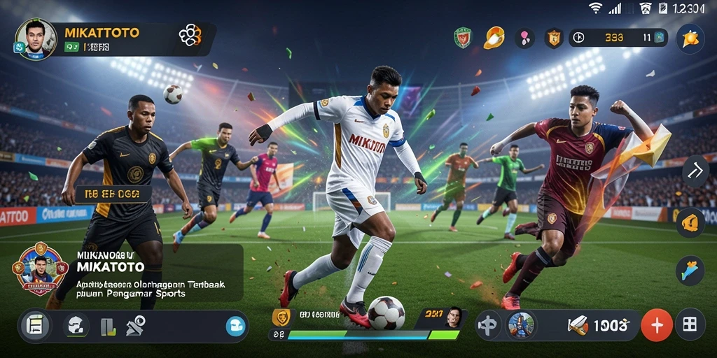 Screenshot gameplay MIKATOTO menampilkan antusiasme penggemar olahraga.