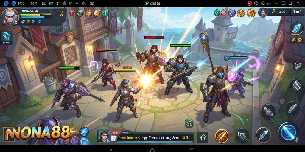 Tampilan gameplay NONA88 yang menampilkan pertempuran strategis yang mendebarkan.