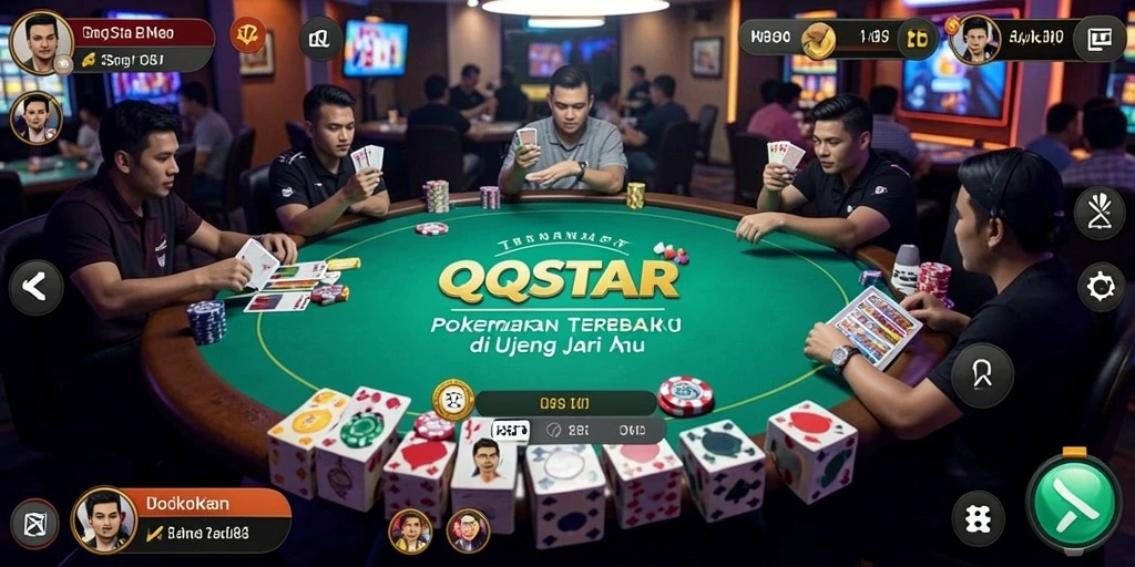 Tampilan permainan poker seru di QQSTAR dengan pemain aktif.