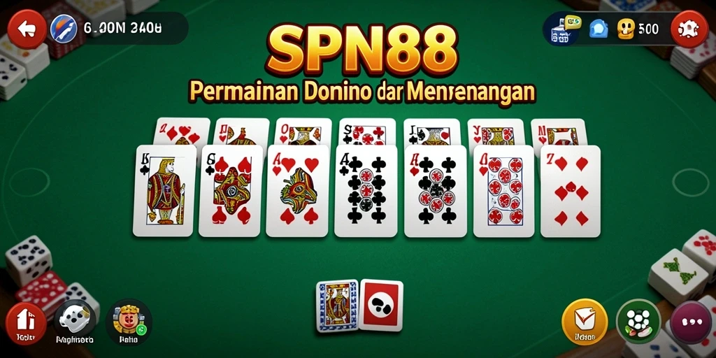Tampilan gameplay menegangkan dari game Domino SPN88.