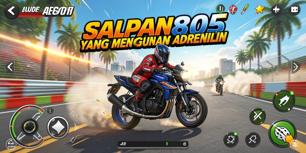 Tampilan gameplay mendebarkan dari balapan motor di SUPER805.
