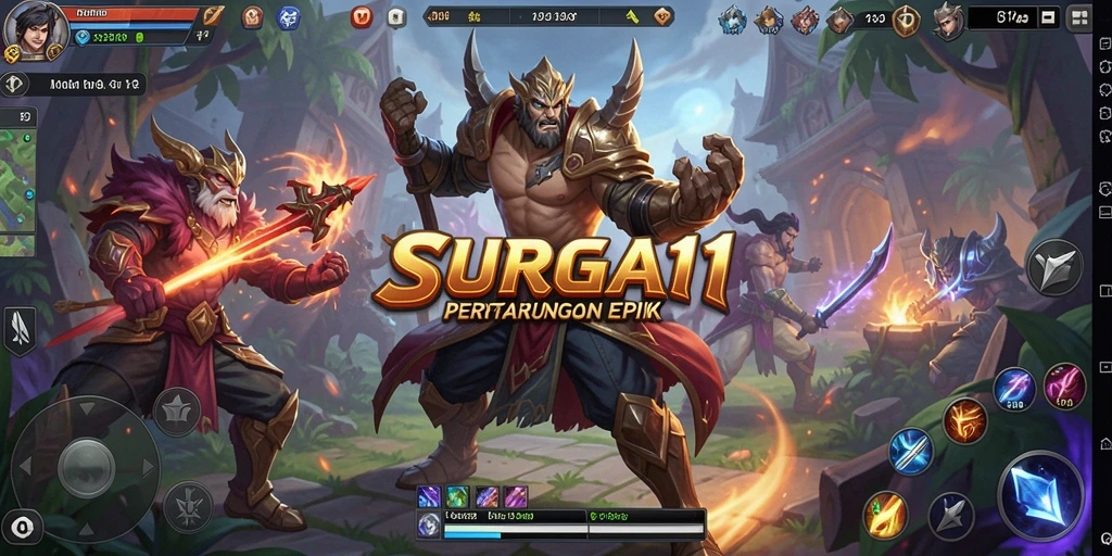 Screenshot gameplay SURGA11 menampilkan aksi seru dan strategi tim dalam pertempuran.