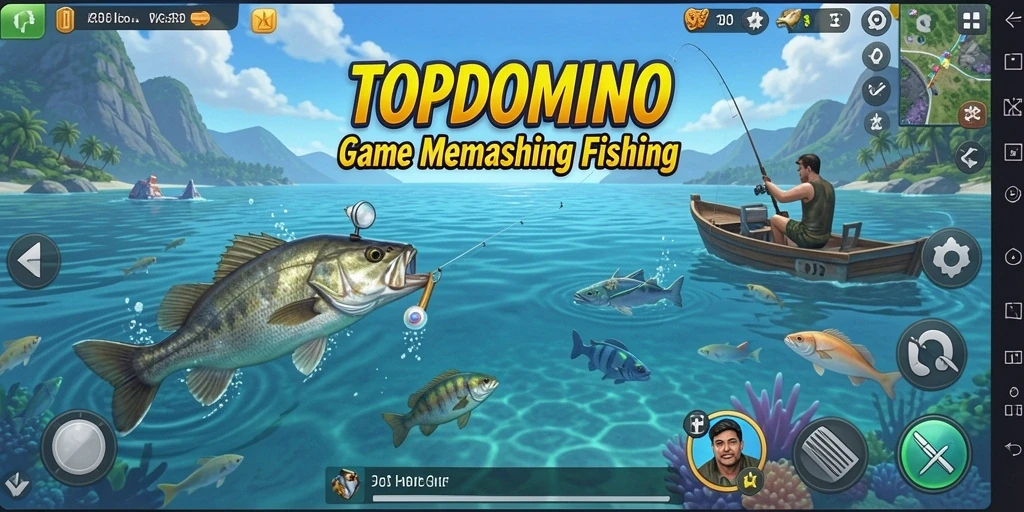 Tangkapan layar utama TOPDOMINO dengan ikan yang memukau.